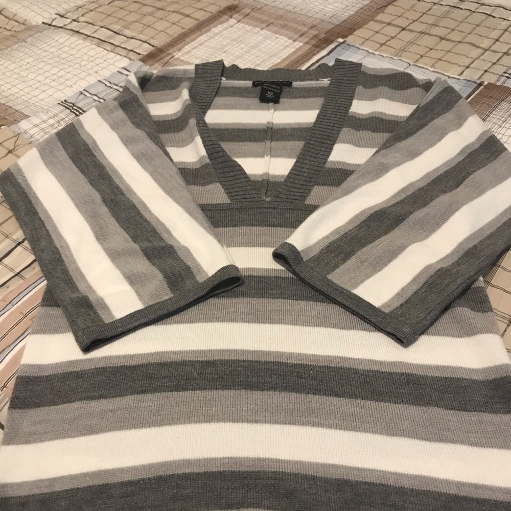 Grey and white striped sweater